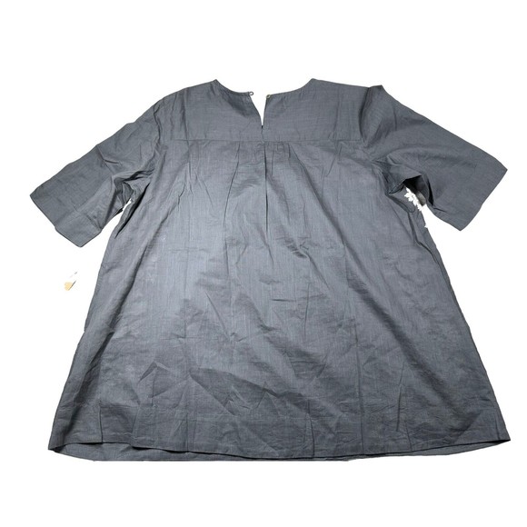 Ivy Jane Blouse Top Women Size S Gray Embroidered White Stitching Floral NWT - Picture 2 of 5